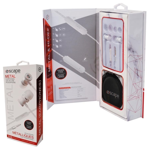 Escape Platinum EHP885 Hands-free Metal Earphones with Microphone White