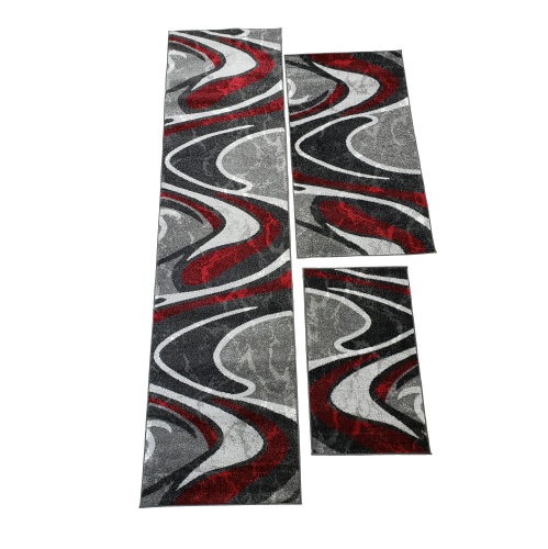 LA DOLE RUGS  Spirals Abstract Pattern Mat Doormat In Grey Black, 1'10"x2'11" (57Cmx90Cm) In Red
