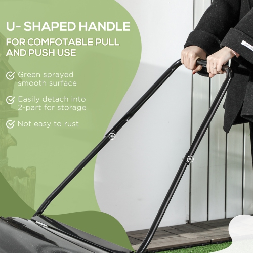 Outsunny 22" Push/Tow Behind Lawn Roller, Heavy Duty Sod Drum Roller Filled with 12 Gal Water/Sand, Grass Flattener for Yard, Patio, Park, Black