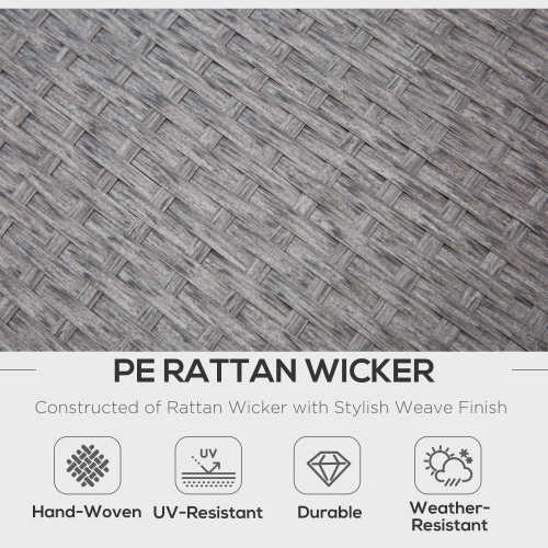 Outsunny 4 Pieces Patio Furniture Set, Outdoor Dinning Set Rattan Wicker Furniture With L shaped Long Sofa, Dining Table and Bench for Backyard