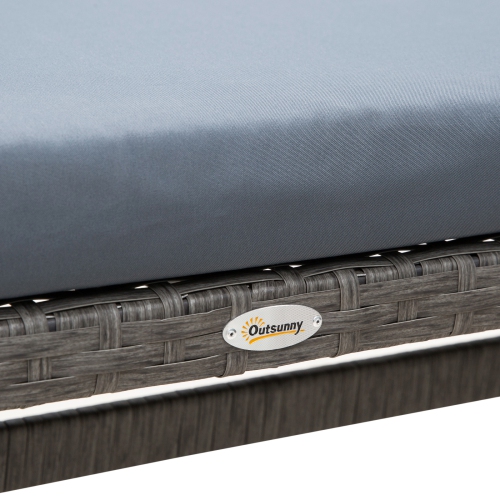 Outsunny 4 Pieces Patio Furniture Set, Outdoor Dinning Set Rattan Wicker Furniture With L shaped Long Sofa, Dining Table and Bench for Backyard