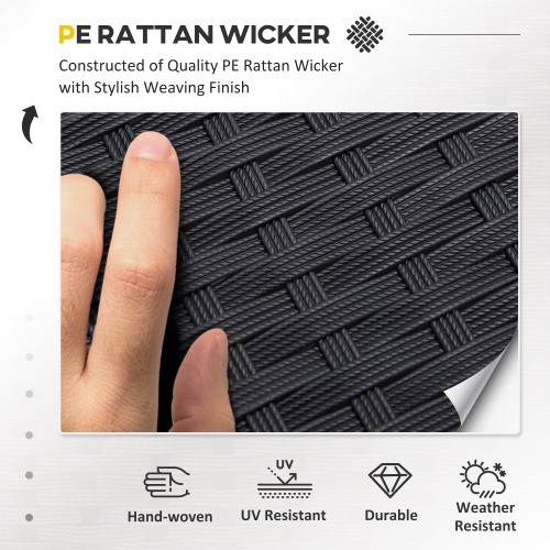 Outsunny 4 Pieces Wicker Patio Furniture Set with Cushions, Outdoor Rattan PE Rattan Conversation Set, Chairs and Loveseat with PS Board Armrests