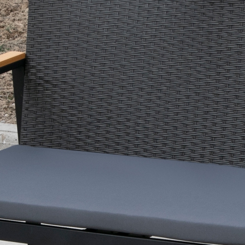 Outsunny 4 Pieces Wicker Patio Furniture Set with Cushions, Outdoor Rattan PE Rattan Conversation Set, Chairs and Loveseat with PS Board Armrests