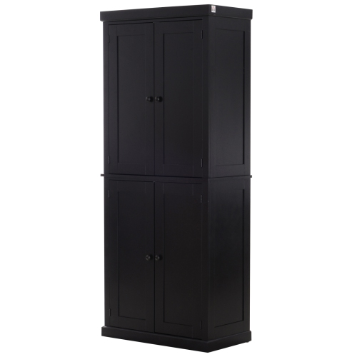 Homcom 72 5 H Traditional Freestanding Kitchen Pantry Cabinet Black Best Buy Canada