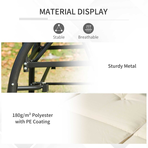 Chaise pivotante de patio à 3 places Outsunny, lit pivotant rembourré et balancelle pour l'extérieur avec auvent beige