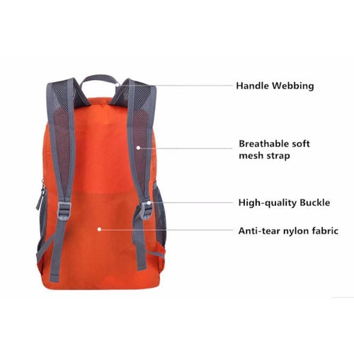 Stimula Lifestyle Collapsible Compact Lightweight Travel Foldable Backpack Carry on Sports Bag Water Resistant 20L - Orange