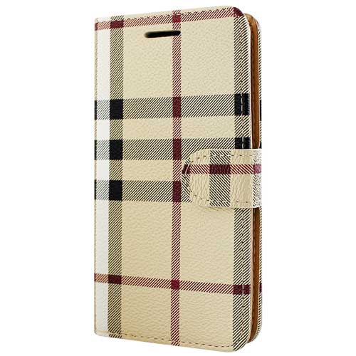Magnetic Card Slot Leather Folio Wallet Flip Case Cover for iPhone Xs Max (6.5&quot;), Beige Plaid ...