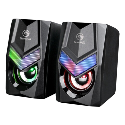 Marvo Scorpion SG-118 USB Powered, 3.5mm Plug 2.0 Stereo Gaming Speakers with Rainbow Backlight and Volume Control