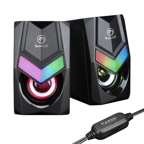 Marvo Scorpion SG-118 USB Powered, 3.5mm Plug 2.0 Stereo Gaming Speakers with Rainbow Backlight and Volume Control