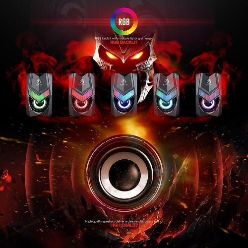 Marvo Scorpion SG-118 USB Powered, 3.5mm Plug 2.0 Stereo Gaming Speakers with Rainbow Backlight and Volume Control
