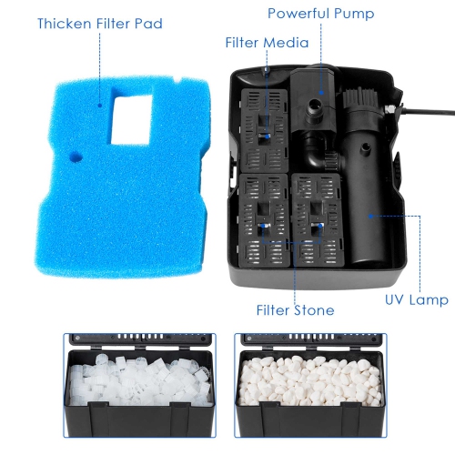 Costway 54W All-in One 660 GPH Pond Filter 9W UV Sterilizer W/Pump Fountain Kits