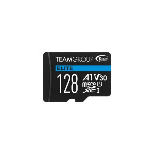 TEAMGROUP Elite A1 128GB microSDXC 4K UHD UHS-I U3 V30 A1 High Speed Flash Memory Card with Adapter