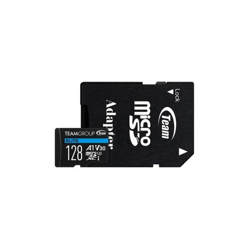 TEAMGROUP Elite A1 128GB microSDXC 4K UHD UHS-I U3 V30 A1 High Speed Flash Memory Card with Adapter