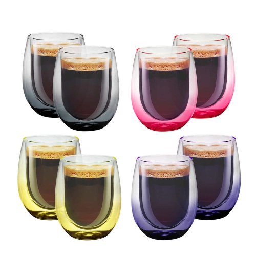 Tasse à double paroi en verre espresso Barista, 4 pièces, 80 ML