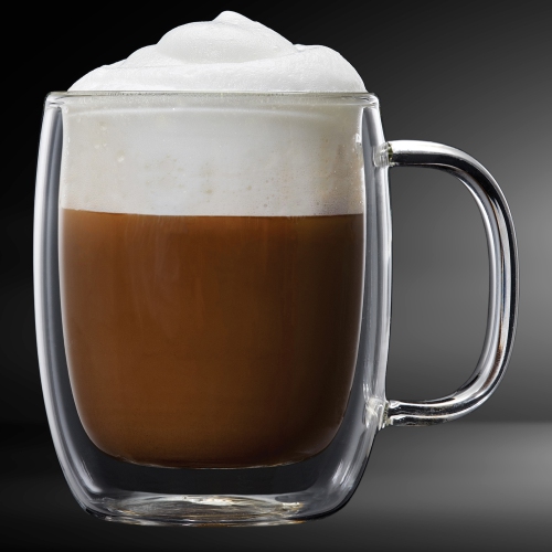 Tasse à double paroi en verre cappuccino, 4 tasses, barista, 250 ml