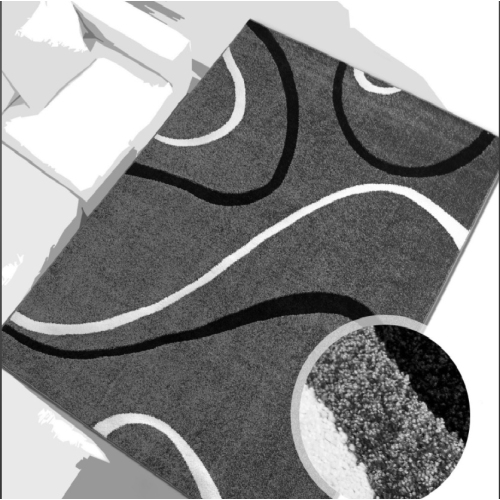 Ladole Rugs Turkish Durable Modern Spiral Style Area Rug Carpet, 3'9" x 5'2"