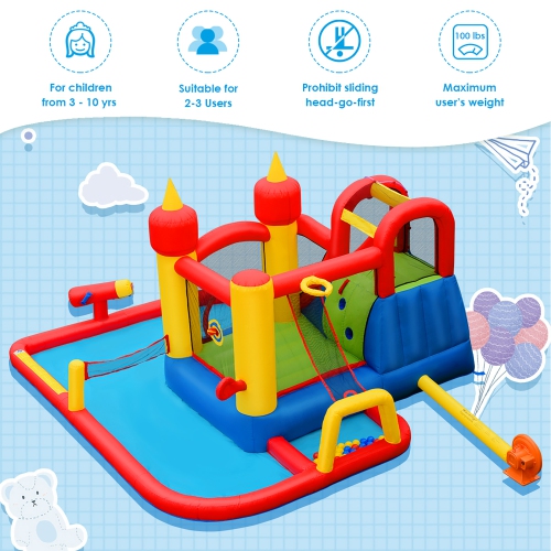 Costway Inflatable Water Slide Jumping Bounce House Bouncy Splash Park