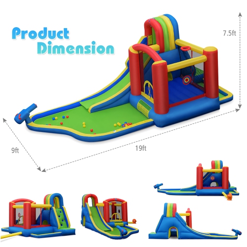 Costway Inflatable Kid Bounce House Slide Climbing Splash Pool Jumping Castle