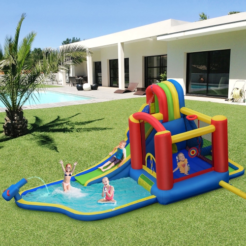 Costway Inflatable Kid Bounce House Slide Climbing Splash Pool Jumping Castle