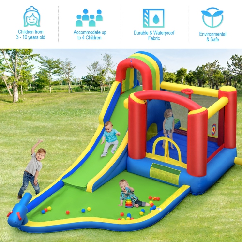 Costway Inflatable Kid Bounce House Slide Climbing Splash Pool Jumping Castle