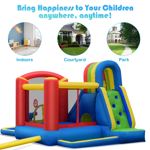 Costway Inflatable Kid Bounce House Slide Climbing Splash Pool Jumping Castle