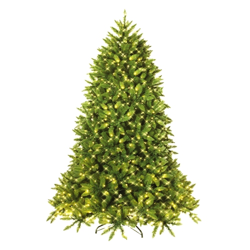 COSTWAY  5Ft Pre-Lit Pvc Christmas Fir Tree Hinged 8 Flash Modes