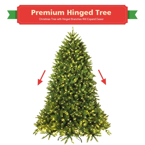 Costway 5ft Pre-lit PVC Christmas Fir Tree Hinged 8 Flash Modes