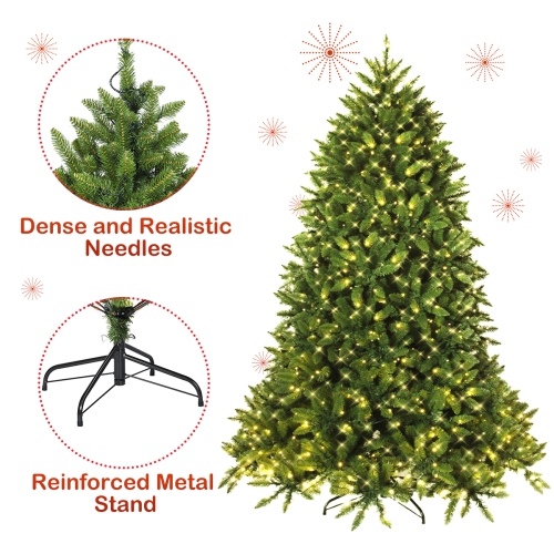 Costway 5ft Pre-lit PVC Christmas Fir Tree Hinged 8 Flash Modes