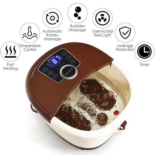 Costway Portable Electric Foot Spa Bath Shiatsu Roller Motorized Massager Fast Heating