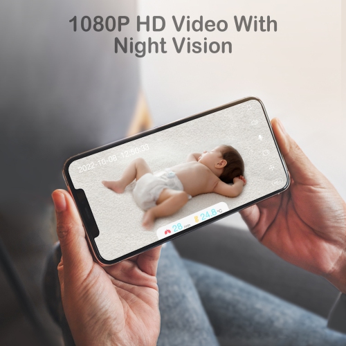 Moniteur vidéo pour bébé Sense-U avec caméra Wi-Fi HD 1080p et arrière-plan audio, vision nocturne, conversation bidirectionnelle et détection de