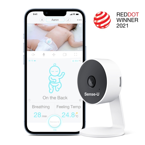 Moniteur vidéo pour bébé Sense-U avec caméra Wi-Fi HD 1080p et arrière-plan audio, vision nocturne, conversation bidirectionnelle et détection de