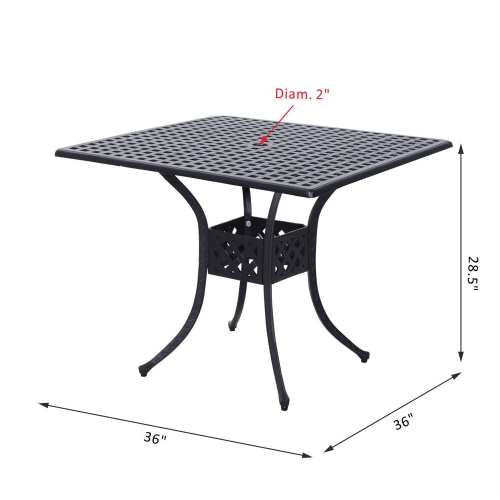 Outsunny 36" Patio Dining Table, Outdoor Bistro Table with 2" Umbrella Hole, Cast Aluminum Frame, For Garden, Balcony, Black