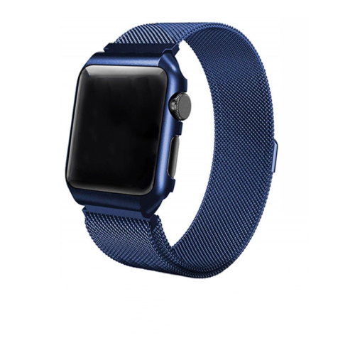 Bracelet maillé magnétique en métal pour Apple Watch Series 1 à 7 se, 42mm 45 mm, bleu marine