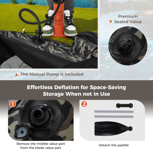 Goplus Inflatable Fishing Float Tube with Adjustable Straps & Storage Pockets & Fish Ruler