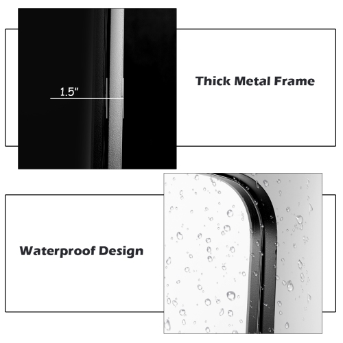 Costway 32''x20'' Wall-Mounted Rectangle Mirror Metal Frame Bathroom Entryway Black