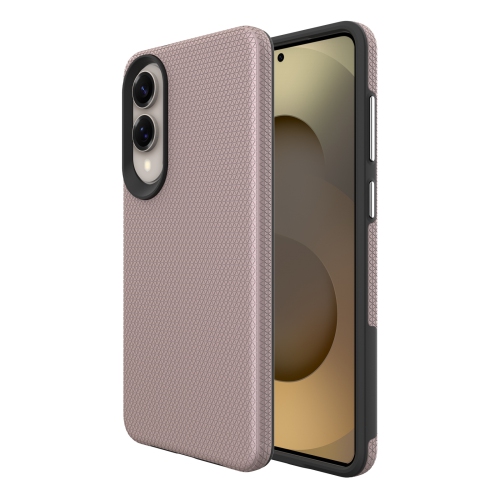 TopSave – Étui hybride double couche en TPU à motif triangulaire PC Back+Intérieur pour Samsung Galaxy S25 Edge 6,7&nbsp;po, rose doré