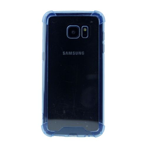 Final Sale! Clear Bumper Corners TPU+ Transparent Hard Cover for Samsung S7 Edge, Blue