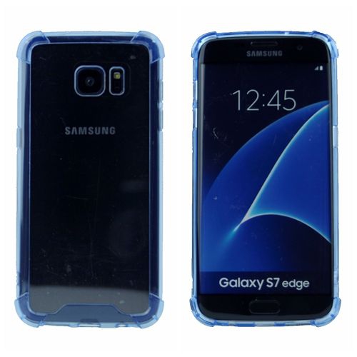 Final Sale! Clear Bumper Corners TPU+ Transparent Hard Cover for Samsung S7 Edge, Blue