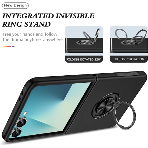 TopSave «&nbsp;Hidden Series&nbsp;», ensemble de dos en PC couleur unie avec étui protecteur intérieur en TPU noir, béquille pour Samsung Galaxy Z