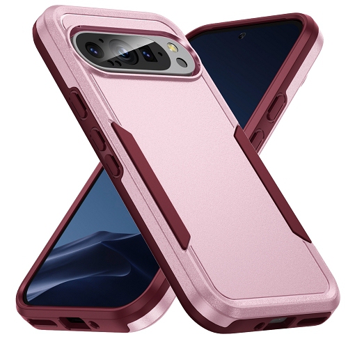 TopSave New Style Matt Polish PC+TPU 2 in 1 Slim Lightweight Shockproof, Rugged, Protective Armor Case For Google Pixel 9 Pro XL 6.8", Pink