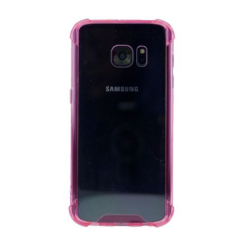 Étui protecteur transparent pour Samsung S7, rose, coins en TPU+