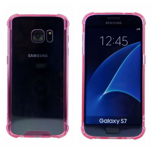 Clear Bumper Corners TPU+ Transparent Hard Cover for Samsung S7, Pink