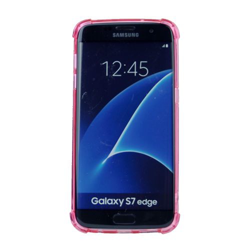 Final Sale! Clear Bumper Corners TPU+ Transparent Hard Cover for Samsung S7 Edge, Pink