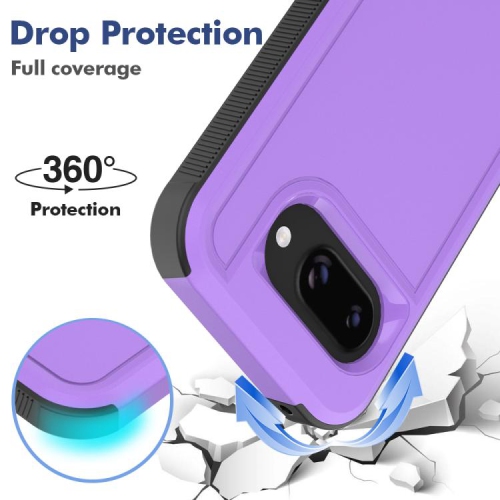 TopSave New Style Matt Polish PC+TPU 2 in 1 Slim Lightweight Shockproof, Rugged, Protective Armor Case For Google Pixel 9a 6.3" 5G, Purple