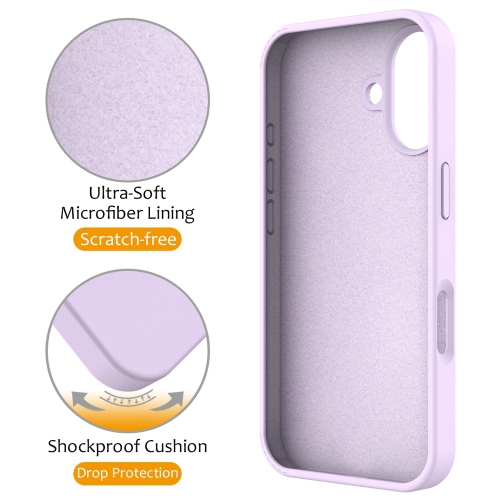 TopSave Magnetic Ring Stand Liquid Silicone Slim Thin Shockproof Protective Cover for iPhone 16 6.1", Light Purple