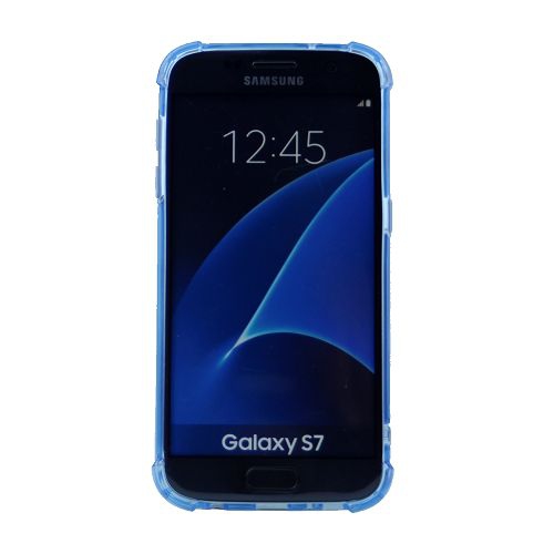 Clear Bumper Corners TPU+ Transparent Hard Cover for Samsung S7, Blue