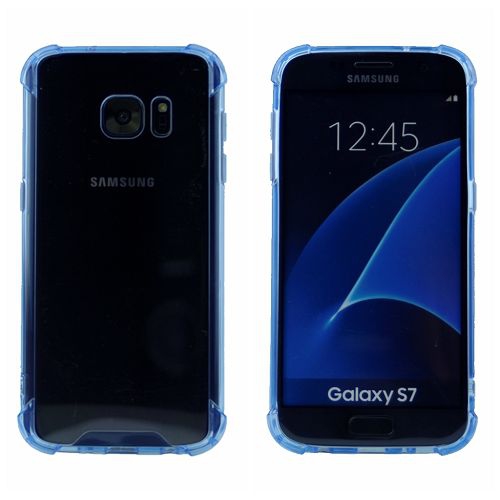 Clear Bumper Corners TPU+ Transparent Hard Cover for Samsung S7, Blue