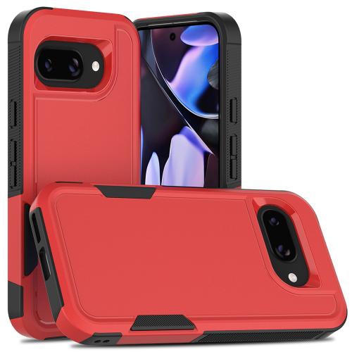 TopSave New Style Matt Polish PC+TPU 2 in 1 Slim Lightweight Shockproof, Rugged, Protective Armor Case For Google Pixel 9a 6.3" 5G, Red