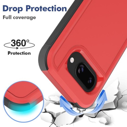 TopSave New Style Matt Polish PC+TPU 2 in 1 Slim Lightweight Shockproof, Rugged, Protective Armor Case For Google Pixel 9a 6.3" 5G, Red