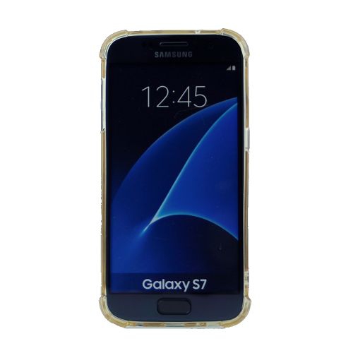 Clear Bumper Corners TPU+ Transparent Hard Cover for Samsung S7, Gold